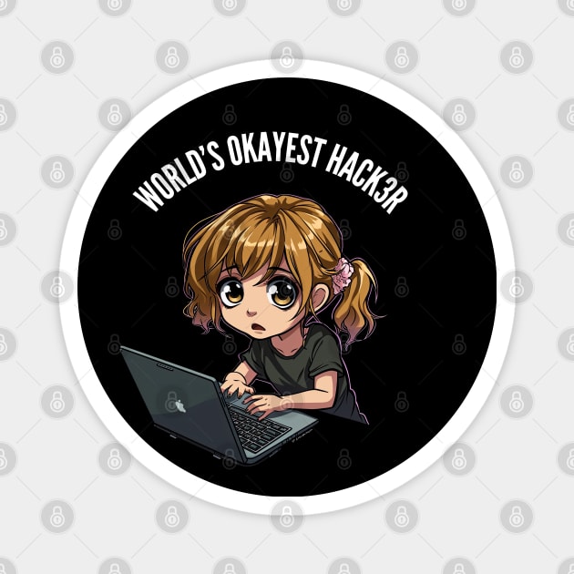 World's Okayest Hacker v5 (round) Magnet by AI-datamancer